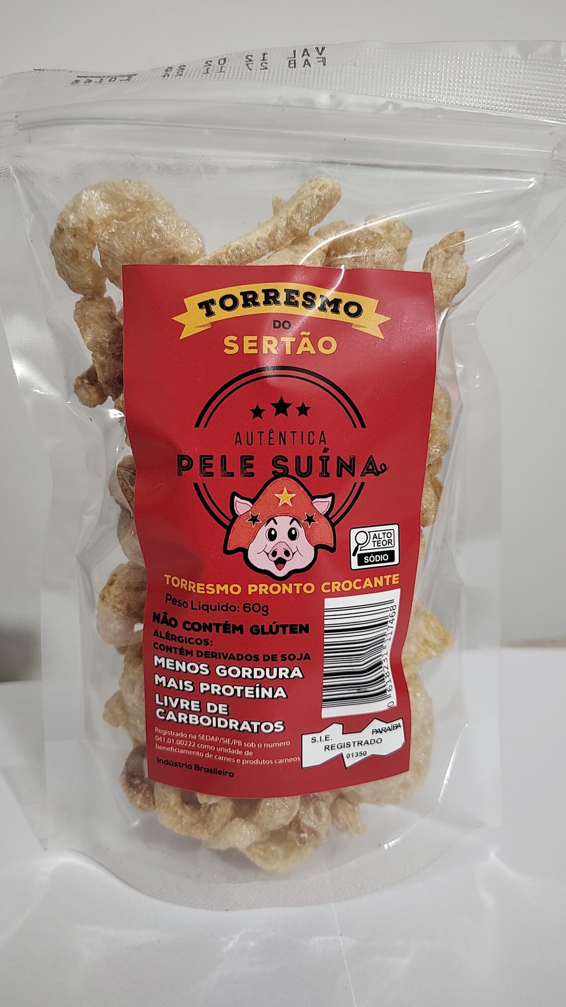 Embalagem zip lock 60g do Torresmo do Sertão