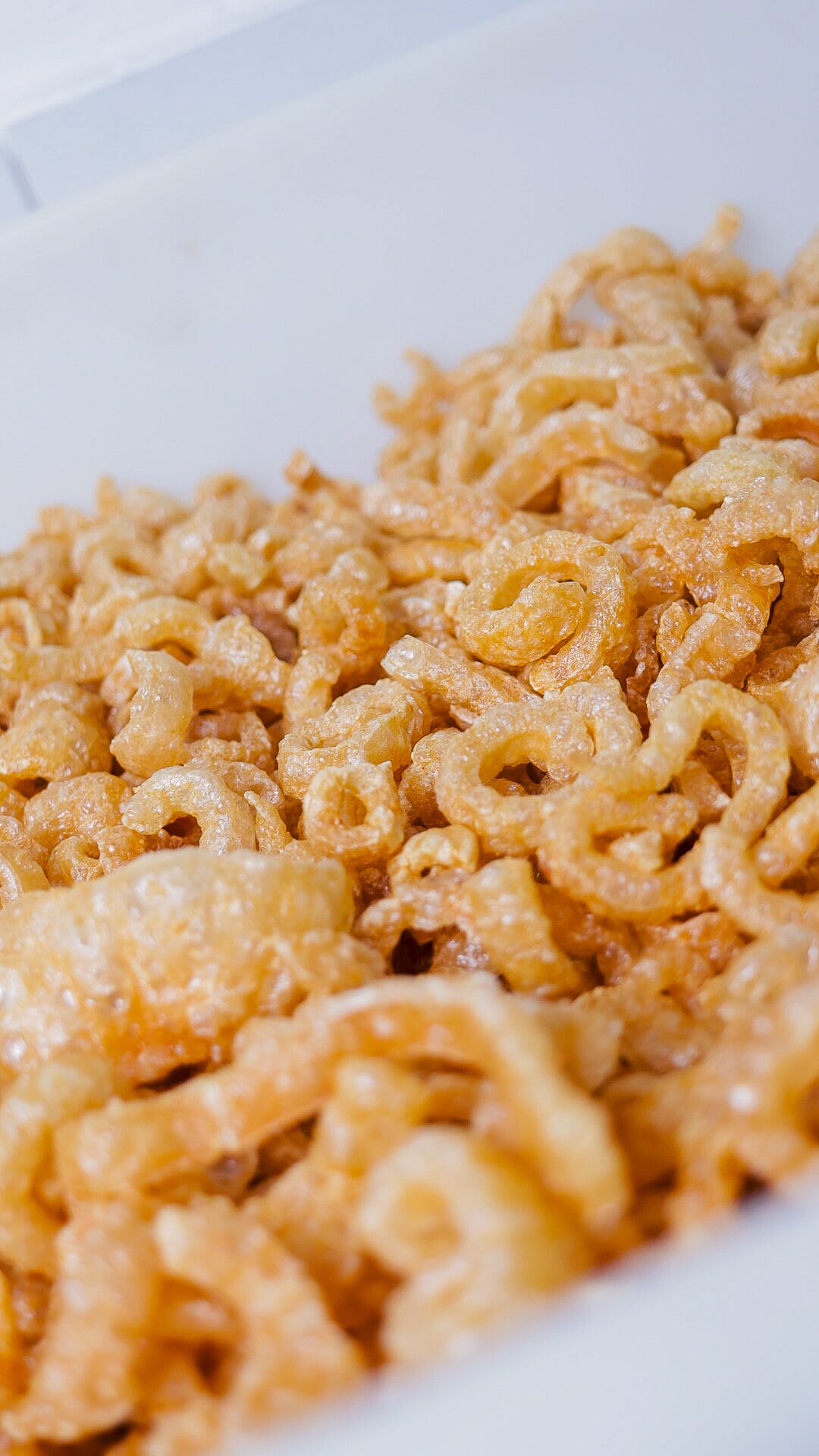 Close-up do torresmo do sertão mostrando textura crocante da pele suína